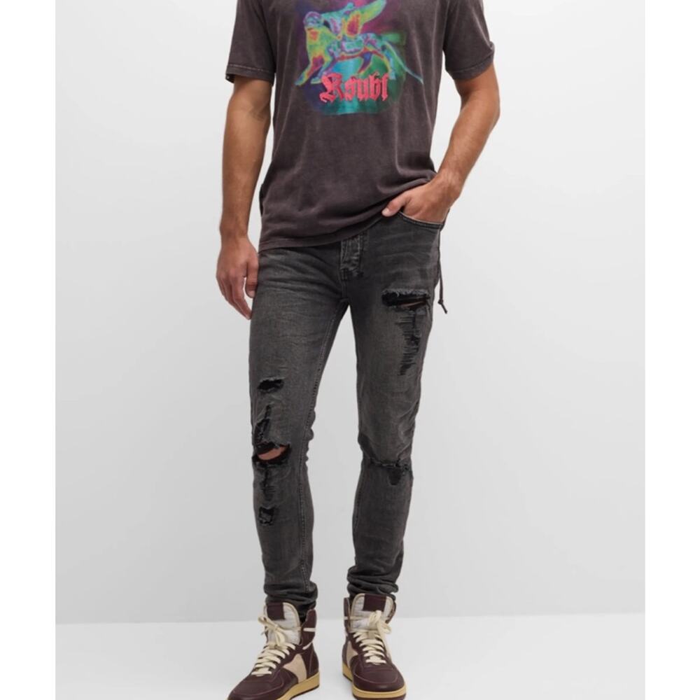 Ksubi Van Winkle Angst‎ Trashed Skinny Jeans 33" Distressed Grunge Indie Sleaze